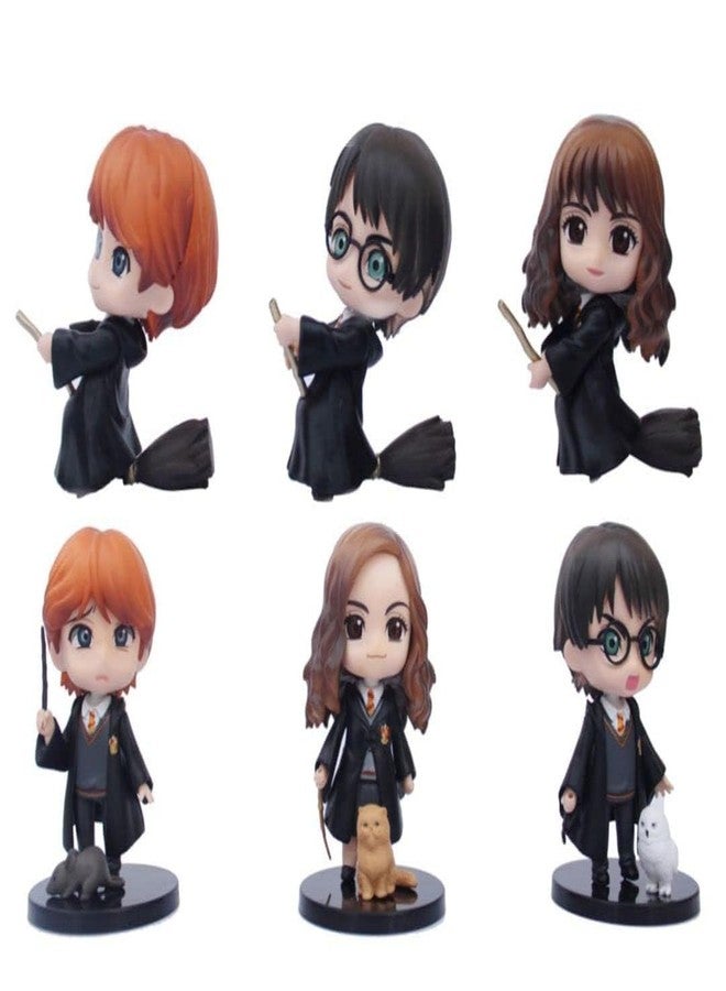 Offo Harry Potter Figure Set (Pack of 6) | Includes Harry, Hermione, Ron & Adorable Pets | Unique Gift for Kids, Potter Fans & Collectors | Ideal for Car, Cake, Study & Home Decor (8cm) - Image 4